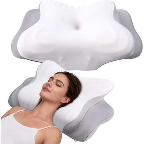 Oreiller Ergonomique Cervical en Mousse à Mémoire - Oreiller de Soutien pour Le Cou - Oreiller Confortable pour Dormeurs sur Le Côté, Le Dos et Le Ventre - Apnée du Sommeil (1/5)