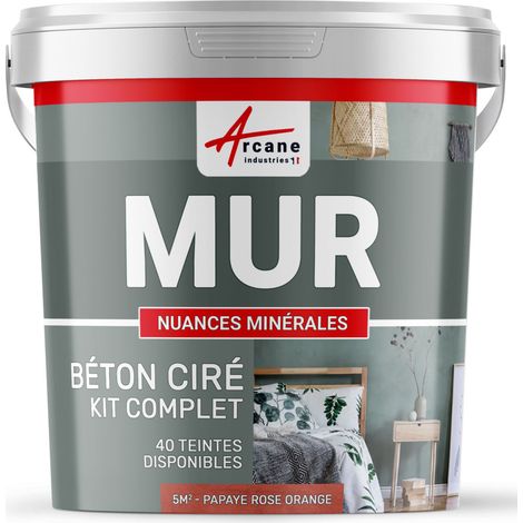 béton ciré, mur, couleur, enduit décoratif, enkit, gris, blanc, beige - 5 m² - Satinée Nankin Jaune - ARCANE INDUSTRIES (1/5)