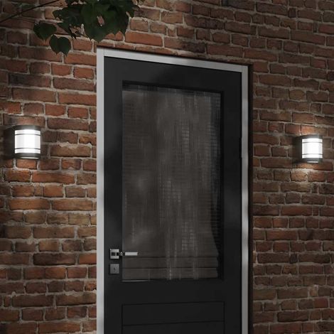 Applique murale extérieure IP44 noir en acier inoxydable et verre, E27, 13,5 x 10,5 x 16,5 cm - PANGIVO (1/5)