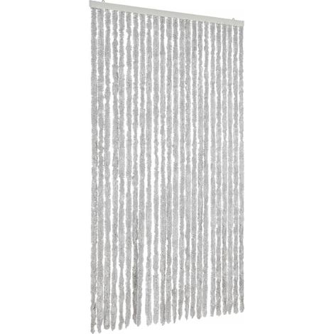 Rideau anti-mouches gris 100x230 cm chenille CFW65097 (1/5)