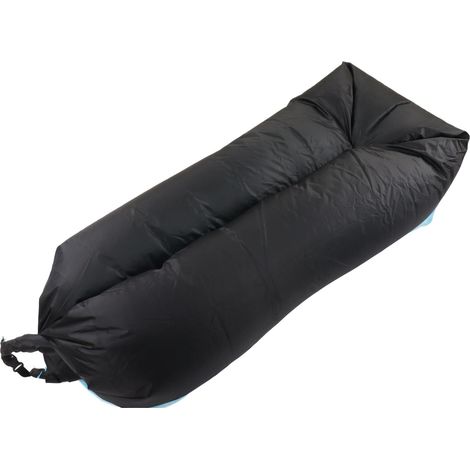 Canapé gonflable, 1,86 m de long et 0,70 m de large, en tissu Oxford, facile à gonfler, idéal pour le camping et les sorties à la plage, noir et bleu. (1/5)