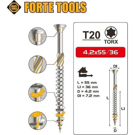 Vite per terrazza forte T20 acciaio inox 4.2x55 mm