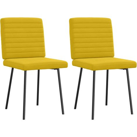 Chaises à manger Chaise de cuisine lot de 2 Jaune Velours (1/5)
