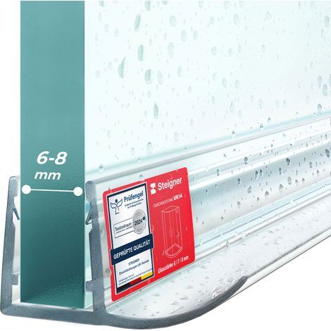 STEIGNER Joint de douche pour paroi en verre, 70cm, vitre 6/ 7/ 8 mm, joint d'étanchéité PVC droit pour les cabines de douche réctangulaires, UK14