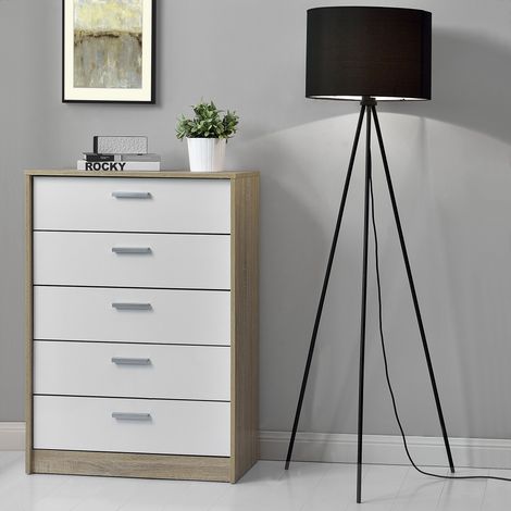 Lampada da Terra in stile Treppiede Alta 150 cm Piantana Tripode con Paralume Cilindrico in Tessuto - Nero - lux.pro (1/5)
