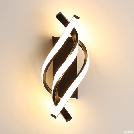 Lampada da Parete Interno, Applique da Parete led Moderno 14W , Appliques Camera da Letto Design Curvo 3000K Luce Bianca Calda, Nero [Classe di efficienza energetica E] [Classe énergétique E] (1/5)