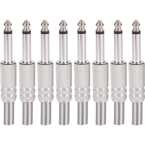8 pièces prise audio 1/4 "TS mono,connecteur jack à souder mâle 6,35mm pour câbles haut-parleur/guitare/microphone (1/5)