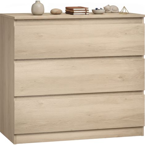 HOMCOM 3-Drawer Storage Organiser Unit for Living Room, Oak (1/5)