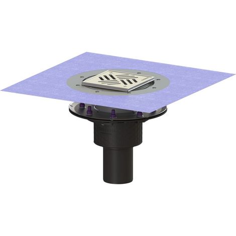 -Bodenablauf Ecoguss Pressfl. DN 80, senkr., Variofix, Schlitzrost (1/2)