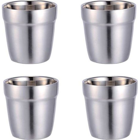 Lot de 4 Gobelets, Acier Inoxydable, Empilables, 180ml, Pour Enfants et Cocktails (1/5)