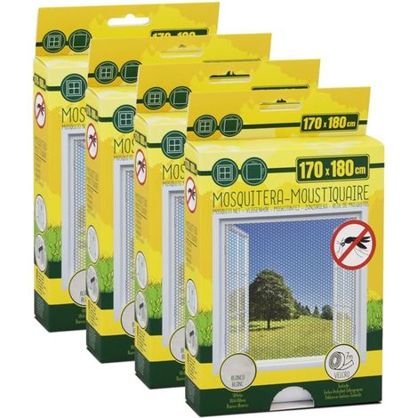 Lot de 4 Moustiquaire de Fenêtre 170 x 180 cm avec Fixation auto-agrippante, protection contre moustiques, mouches et araignées (1/5)