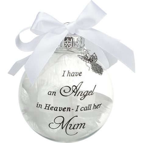 Ornement Mémorial Ange Plume Boule Résistante 8x8cm Cadeau Sympathie Pour Maman (1/2)