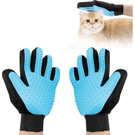 1 paio di guanti per spazzola, guanti in silicone per cani, gatti, conigli, guanti per toelettatura regolabili per animali domestici, spazzola 4 in 1 per spazzolatura, massaggio, bagno e raccolta peli (1/5)