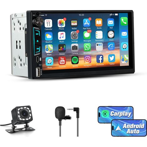 Autoradio 7 Pouces CarPlay Android Auto BT, Miroir, Caméra de Recul 2 DIN JUNSUN (1/5)
