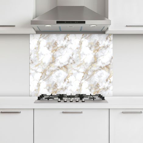 CRÉDENCE CUISINE Veines d'or - Marbre - Blanc 80x60 cm