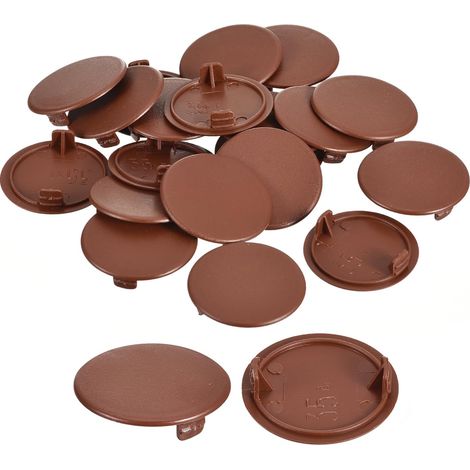Couvre-Trous de Charnière Plastique 35mm Dia Rouge-Marron 20pcs (1/5)