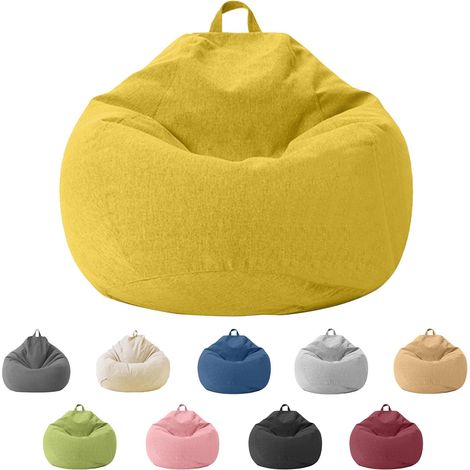 Pouf pour enfants et adultes avec housse uniquement (sans rembourrage), pouf pour chambre à coucher, bureau, salon, terrasse (jaune, XL) (1/5)