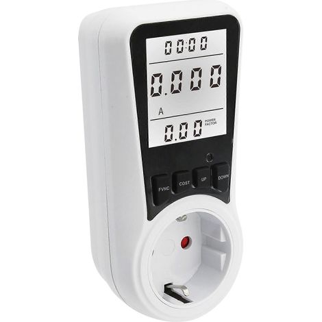 Compteur de consommation électrique, avec grand écran LCD rétroéclairé, protection contre les surcharges, 3680 W, 230 V, 16 A (1 pièce) (1/3)