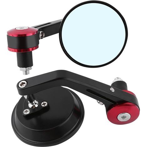 1 paire de rétroviseurs universels 7/8" ronds pour guidon de moto rouge (1/5)