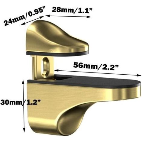 Glasregalhalterungen, verstellbare Wandregalhalterungen (4-teilig), Montagehalterungen, Wandhalterungen für Glasregale, goldfarben (1/5)