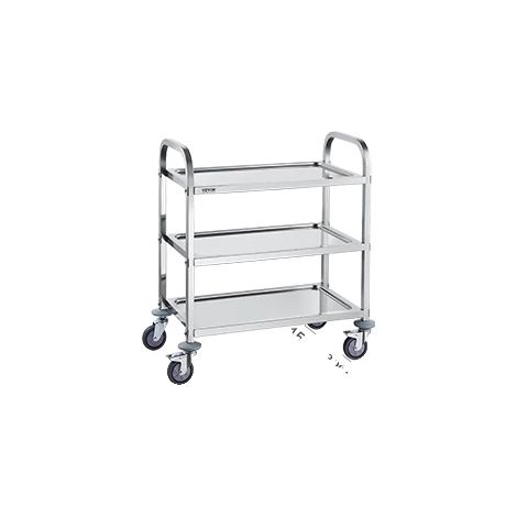 Chariot utilitaire, acier inoxydable durable, roulettes verrouillables, 3 Couches (1/2)