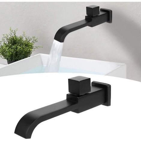 Moderne Wandarmatur G1/2 aus Messing, Einloch-Kaltwasseranschluss für Küche, Bad, Waschbecken, Spüle, Mattschwarz (1/5)