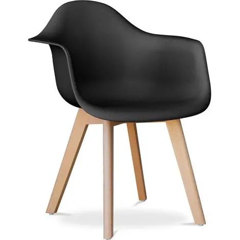 ORION91oficial® - Sillón CASIUS Color NegroPatas Madera Haya, Asiento Polipropileno 67x57,5x82,5 cm, Comedor - Oficina - Salón - Teletrabajo - Cocina - spaziOrion91 - Pack x2 (1/5)