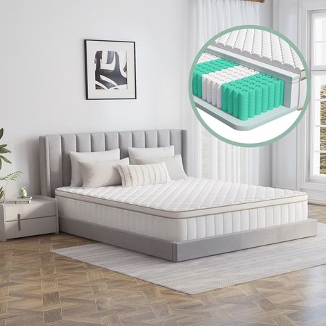 Matelas 180x200 cm Ressorts Ensachés – Épaisseur 25 cm – 7 zones de Confort, Housse respirante, Soutien Ferme H3, Hypoallergénique, avec Drap-Housse Inclus, Authmic