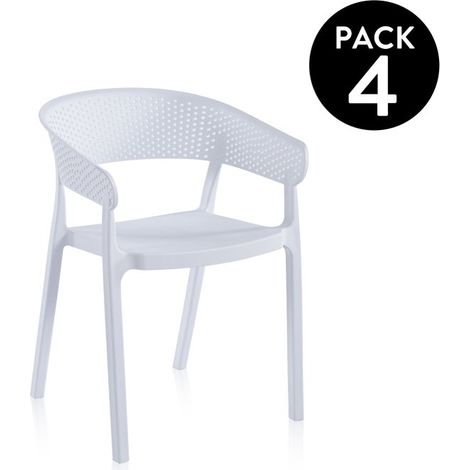 Pack 4 sillas de exterior 54x50,5 cm Diza Blanco 50,5cm (ancho) x 73,5cm (alto) (1/5)