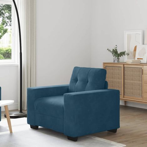 vidaXL Fauteuil canapé bleu 100x78x80 cm velours