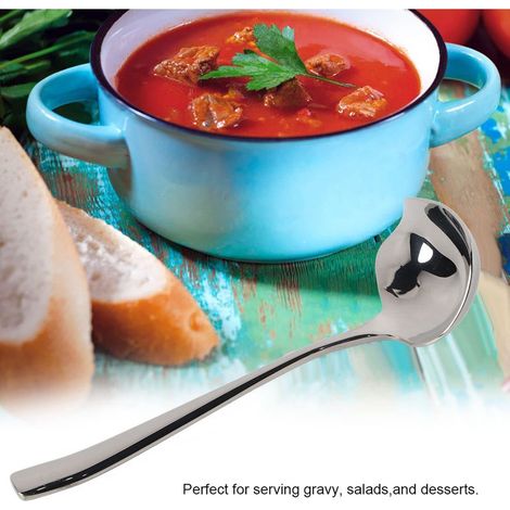 Saucenkelle mit Ausguss – 19 cm lange Suppenkelle/Saucenlöffel aus Edelstahl, Küchenutensil für Salatdressings, Suppensaucen, Bratensoßen, kleine Schöpfkellen (1/5)