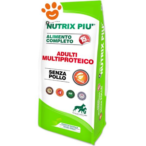 Nutrix Piu Dog Adult Multiproteico Senza Pollo - Sacco 15 Kg -