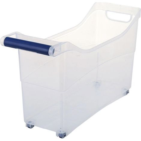 Bac de rangement avec roulettes et poignée – – Plastique noir. pratique pour cuisine. salle de bain et bureau. gain de place. facile à déplacer (1/5)