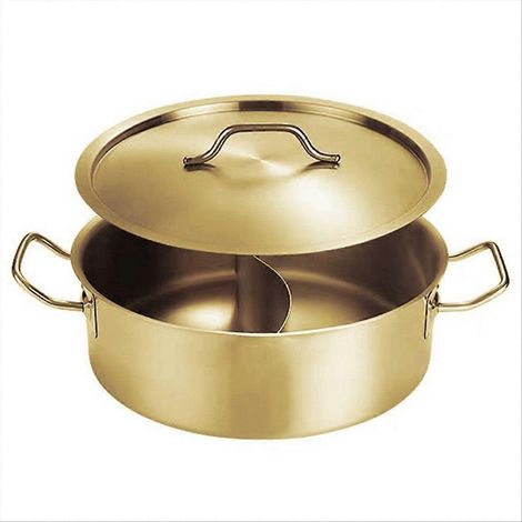 Casserole en acier inoxydable à double poignée, casserole en acier inoxydable, bassine, marmite ménagère, marmite à soupe A (1/5)