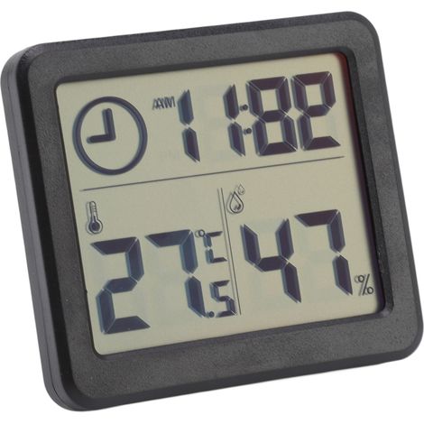 Hochpräzises digitales Thermometer und Hygrometer mit 3,2-Zoll-Display, 4-Punkt-Temperatur- und Feuchtigkeitsmessgerät, schwarz (1/5)
