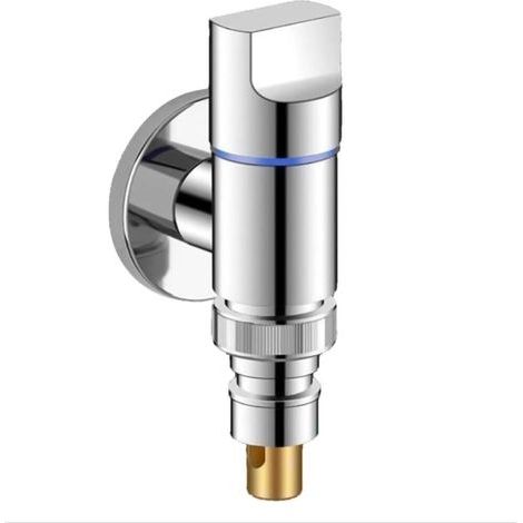 (argent)Robinet de machine à laver, raccord de machine à laver, Vanne d'angle en laiton pour machine à laver, robinet d'arrêt automatique de l'eau, convient pour Machine à Laver, raccord de tuyau (1/5)