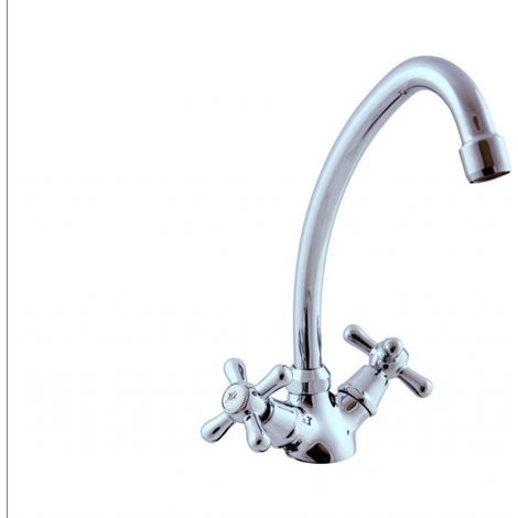 Mélangeur évier rétro basse pression orientable en laiton chromé (1/4)