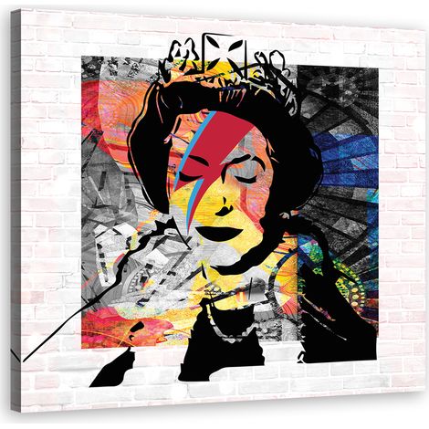 Quadro su tela, Banksy Queen d'Inghilterra - 60x60 (1/4)