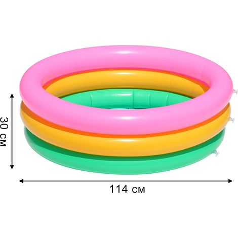 Piscine gonflable (30x114cm), ronde, en PVC souple, pataugeoire d'été extérieure. (1/5)