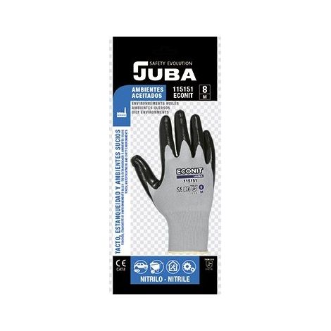 B115151/7 GUANTE NYLON PALMA RECUBIERTA DE NITRILO SIN COSTURAS CON PUÃ‘O EMBOLS - JUBA
