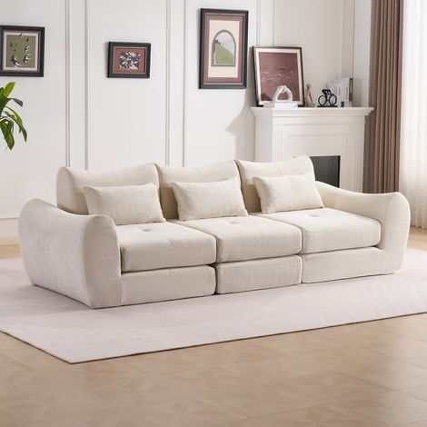 Canapé modulable en L avec fonction lit – canapé convertible 3 places, compact et sans montage