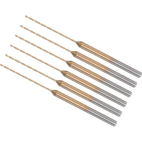 6 Pièces Mini Perceuse Mèche, 0.6mm Diamètre, 2.35mm Tige Diamètre, Titanium Revêtu, Micro Gravure, Pour Plastique et Boiserie (1/5)