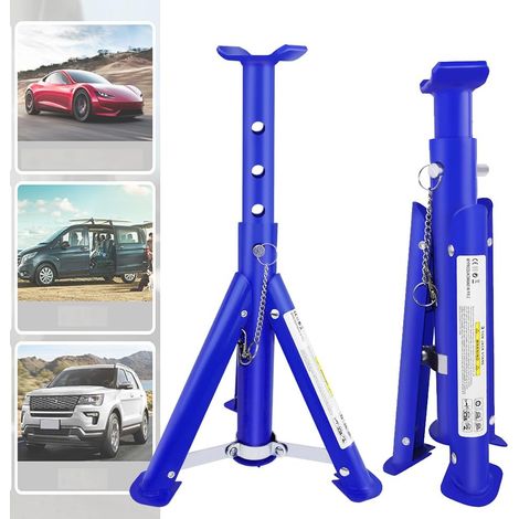 Heavy Duty Axle Jack Stands 3 Tonne Load Capacity, Folding 4 Stages Height Adjustment 290mm to 408mm, for Car Lifting Repair (1/4)