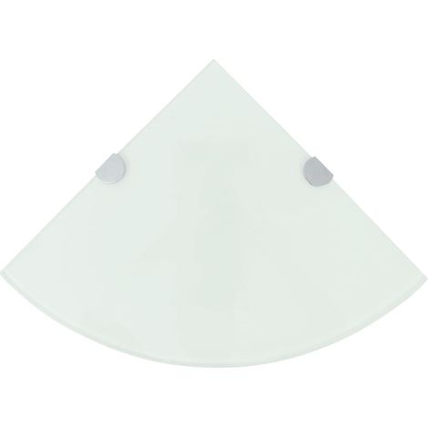 Étagère de coin avec supports Étagère de Rangement - Meuble de rangement chromés Verre Blanc 25 x 25 cm BV245556 - BonneVie (1/5)