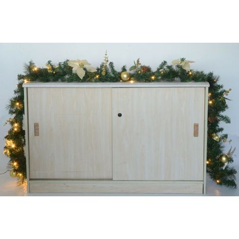 LED Faux Pine Luxury Pre-Lit Christmas Garland Festive Wreath Xmas Deluxe Decor Lighting Warm White Fireplace Decoration Ornamental Garlands Mains Powered Gold Poinsettia & Baubles 270cm (1/4)