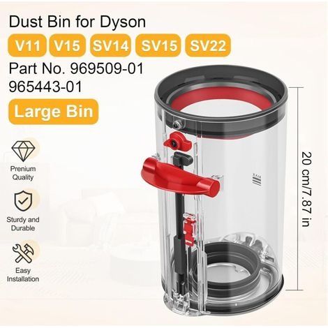 Staubbehälter für Dyson V11 Staubsauger – Transparenter Staubbehälter – Strapazierfähiges Material – Einfacher Austausch des leeren Behälters (1/3)