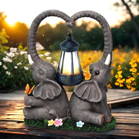 27 cm Solar Elephant Figurine Statue Elephant Decoration Outdoor Garden Statue with Solar Light, Courtyard, Garden Decoration (1/5)