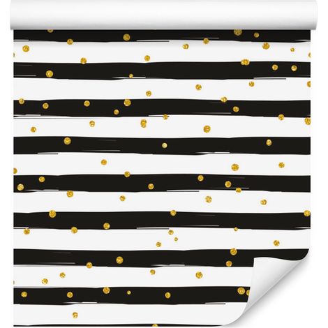 Papel pintado moderno de rayas y puntos para salón y dormitorio, 50x1000 cm. (1/5)