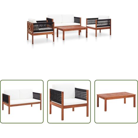 Akazienholz - 4-tlg. Garten-Lounge-Set Massivholz Akazie (1/5)