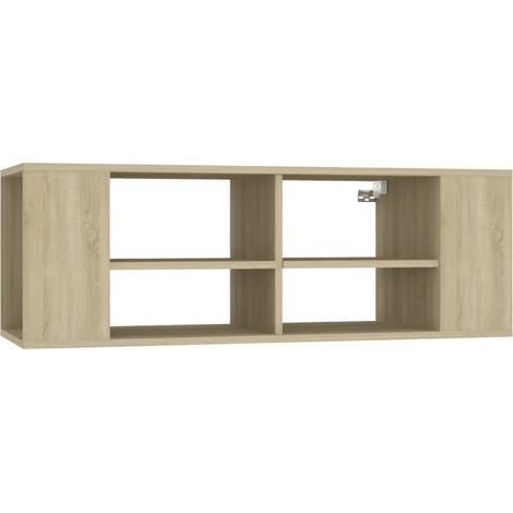 Mueble de TV moderno para montaje en pared con estantes ajustables 102 x 35 x 35 cm fabricado en madera de roble Sonoma 020047864 (1/5)